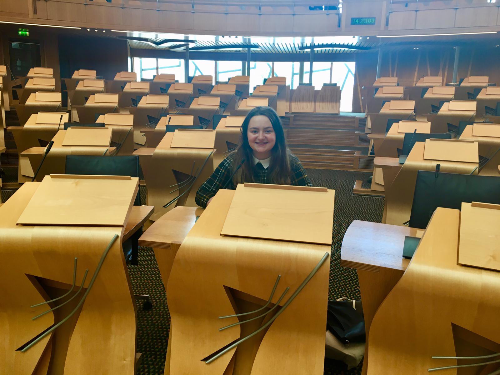 Hope sitting in the Debating Chamber in The Scottish Parliament