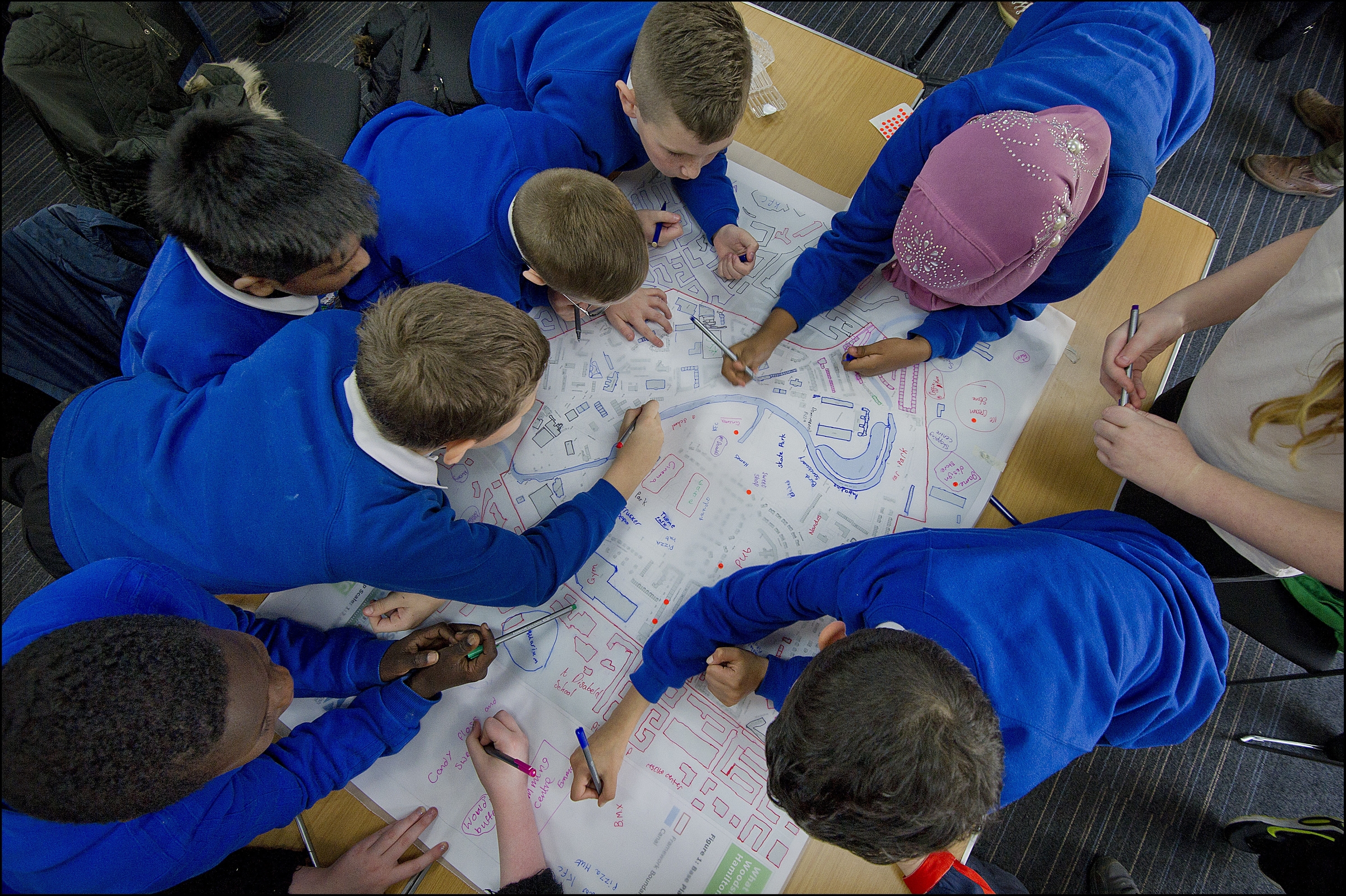 Glasgow school pupils sharing their ideas for the future of the canal side