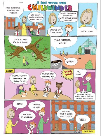 A comic strip called A day with the childminder