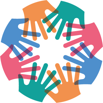 The Inclusion Ambassadors logo - a graphic of green, orange, blue and pink hands arranged in a circle, with the fingers outstretched and facing towards the middle.