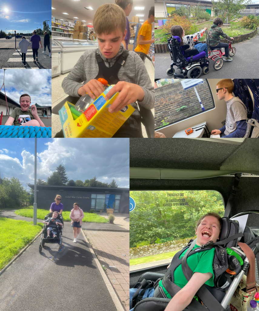 A collage of images with young people doing activities outside