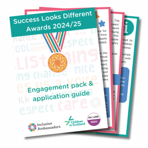 An image of pages from the Success Looks Different Awards 2024/25 Engagement pack and application guide