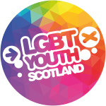 LGBT Youth Scotland written on a rainbow circle