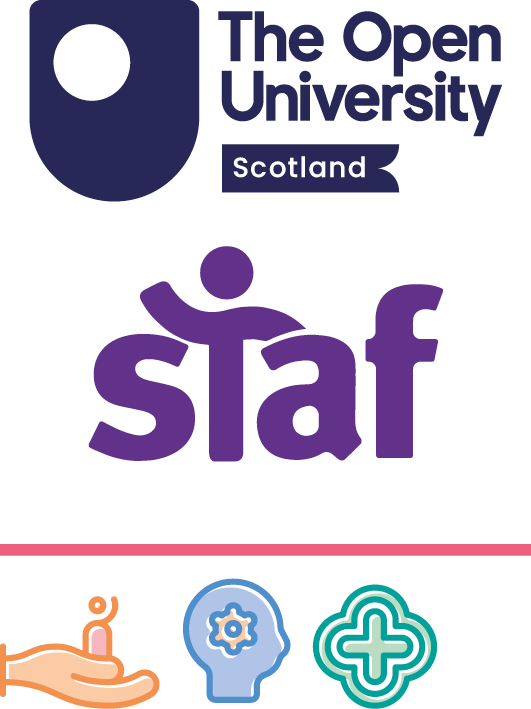 Logo: The Open University Scotland, STAF Themes: ASN, Behaviours, Health