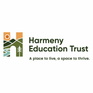 Harmony Education Trust graphic with A place to live, a space to thrive written below