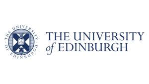 The University of Edinburgh logo in dark blue capital letters with crest on the left of the wording