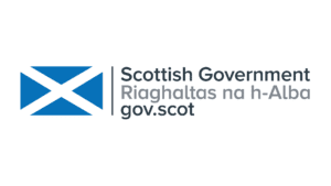 Slaltire flag with words Scottish Government translated into Gaelic below and gov.scot on foot of logo